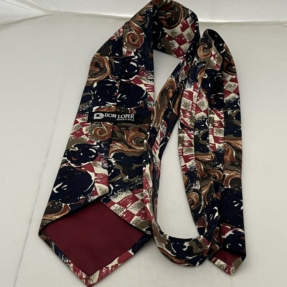 Vintage 1970s Cotton Tie Don Loper Beverly Hills Loud Print Checker Floral - Picture 5 of 10